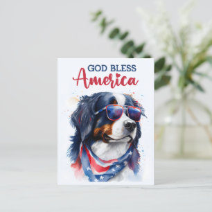 Bernese Mountain Dog, God Bless America Postcard