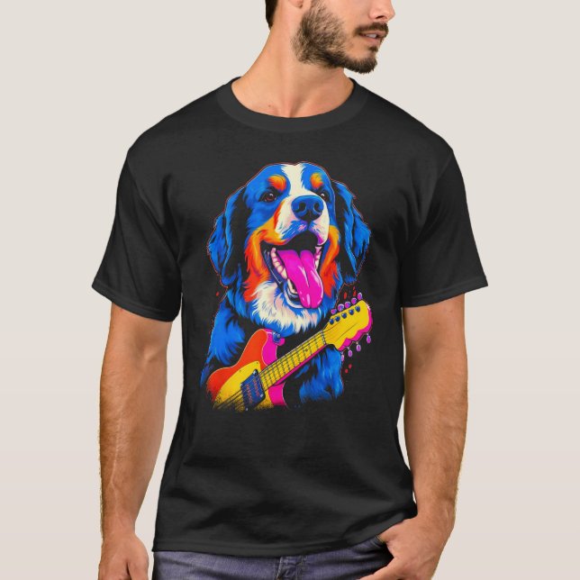 Bernese Mountain Dog Guitar T-Shirt (Front)