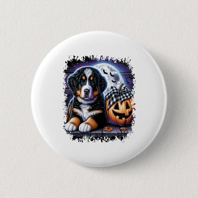 Bernese Mountain Dog Halloween 6 Cm Round Badge (Front)