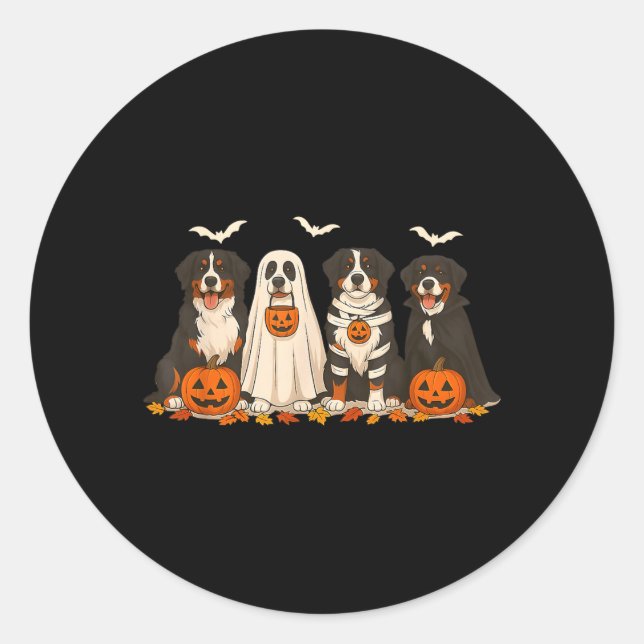 Bernese Mountain Dog Halloween Classic Round Sticker (Front)