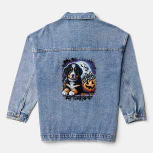 Bernese Mountain Dog Halloween Denim Jacket