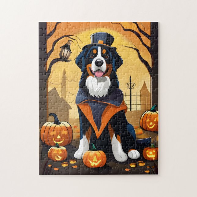 Bernese Mountain Dog Halloween Jigsaw Puzzle (Vertical)