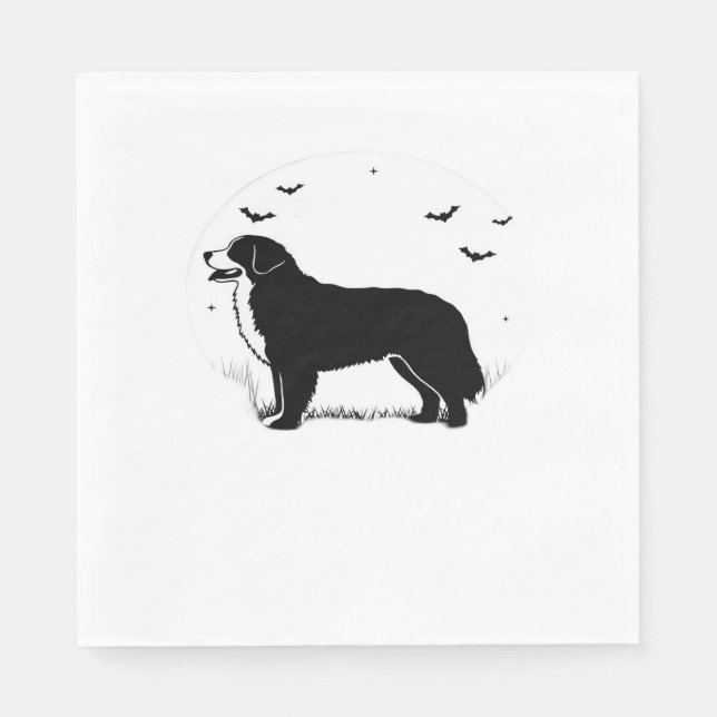 Bernese Mountain Dog – Halloween Moon Silhouette O Napkin (Front)