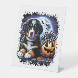 Bernese Mountain Dog Halloween Pedestal Sign