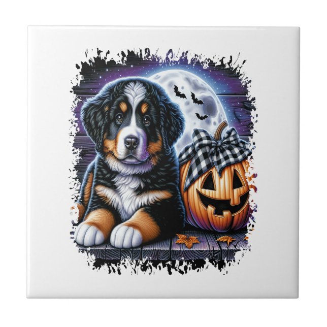 Bernese Mountain Dog Halloween Tile (Front)