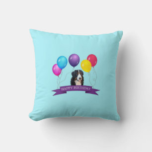 Bernese Mountain Dog Happy Birthday Pillow