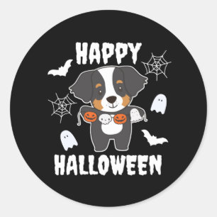 Bernese Mountain Dog Happy Halloween Dog Costume Classic Round Sticker