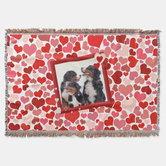 Bernese Mountain dog Heart Throw Blanket (Front)