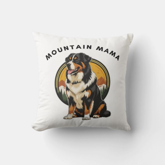 Bernese Mountain Dog Hiking Mountain Mama Cushion (Front)