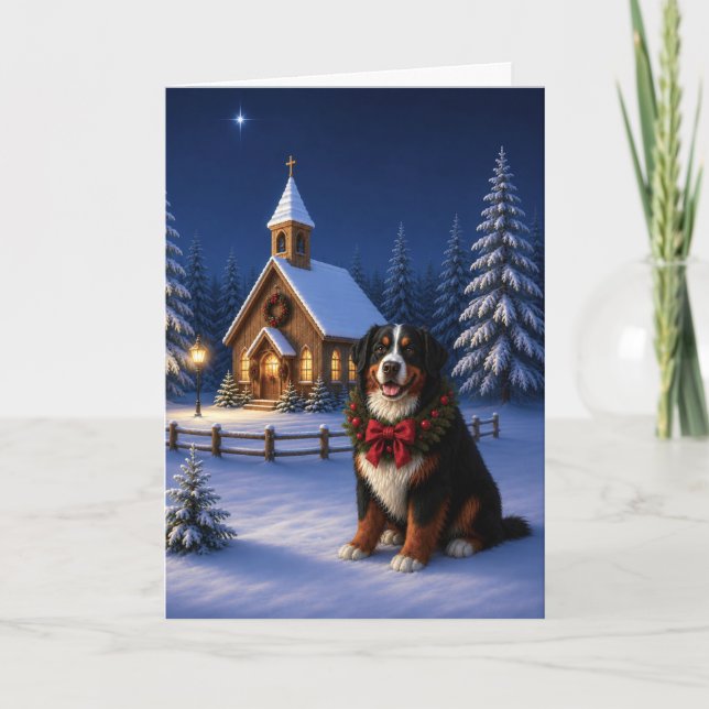Bernese Mountain Dog Holiday Card (Front)