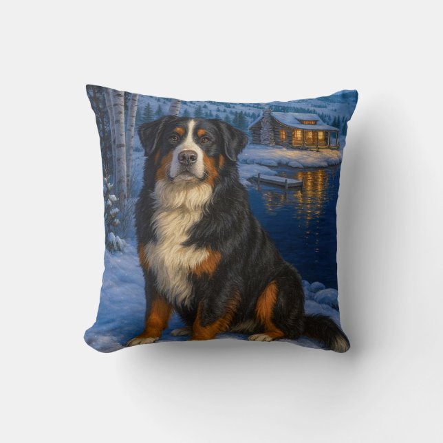 Bernese Mountain Dog Holiday  Cushion (Front)