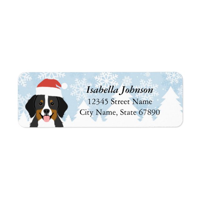 Bernese Mountain Dog in Santa Hat Snowflake (Front)