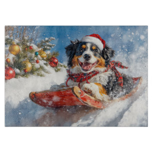 Bernese Mountain Dog in Sledge Christmas Cutting Board