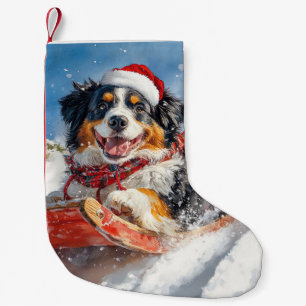 Bernese Mountain Dog in Sledge Christmas Small Christmas Stocking