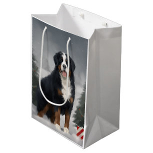 Bernese Mountain Dog in Snow Christmas  Medium Gift Bag