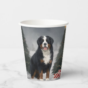 Bernese Mountain Dog in Snow Christmas  Paper Cups