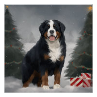 Bernese Mountain Dog in Snow Christmas