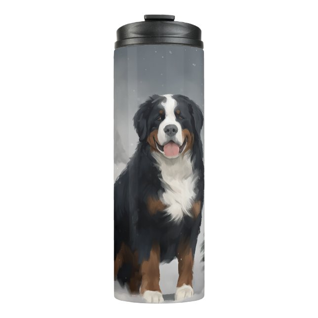 Bernese Mountain Dog in Snow Christmas  Thermal Tumbler (Front)