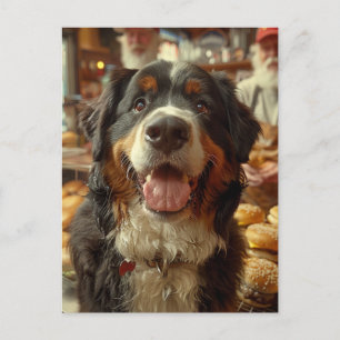 Bernese Mountain Dog in the Cheeseburger Shop Postcard