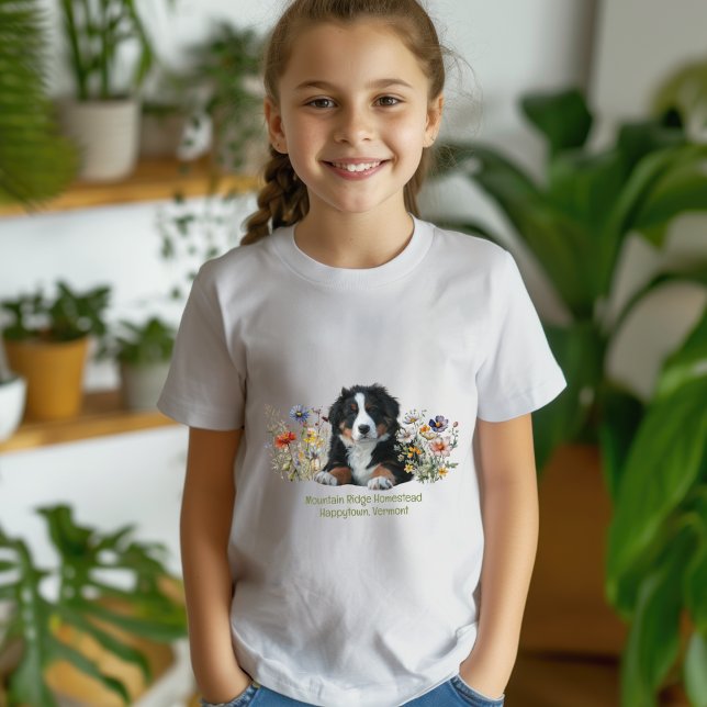 Bernese Mountain Dog in Wildflowers T-Shirt (Creator Uploaded)