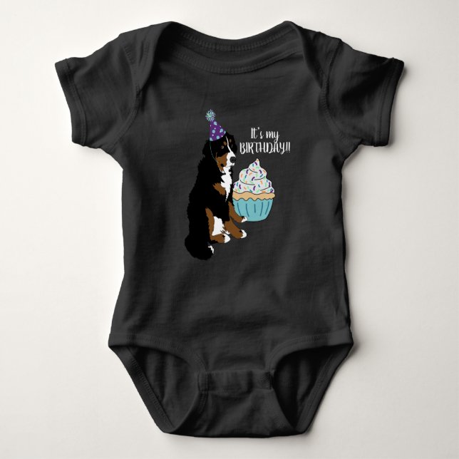 Bernese Mountain Dog Kids Birthday Baby Bodysuit (Front)