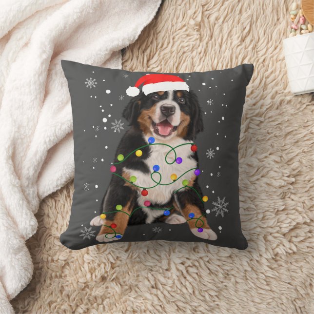 Bernese Mountain Dog Lights Christmas Matching Fam Cushion (Blanket)