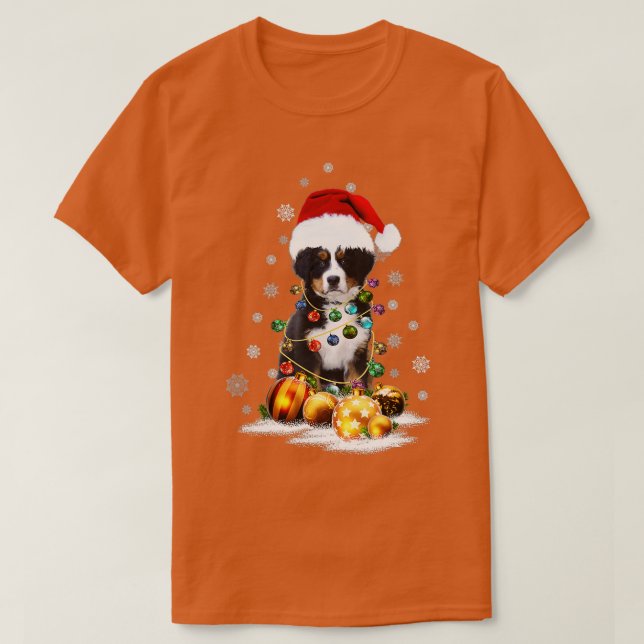 Bernese Mountain Dog Lights Christmas Matching Fam T-Shirt (Design Front)