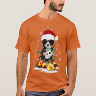 Bernese Mountain Dog Lights Christmas Matching Fam T-Shirt
