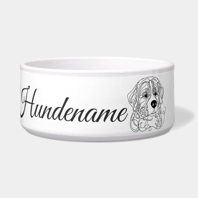 Bernese Mountain Dog Line Art personalized bowl (Front)