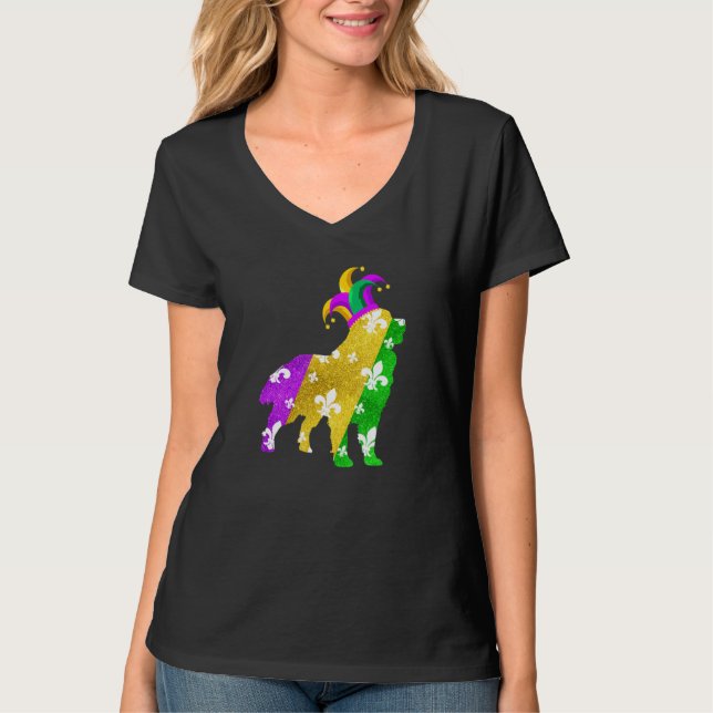 Bernese Mountain Dog Mardi Gras Carnivals Funny Pu T-Shirt (Front)