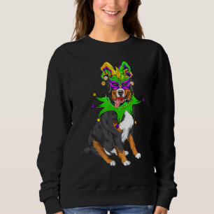 Bernese Mountain Dog Mardi Gras Mask Hat Bead Funn Sweatshirt