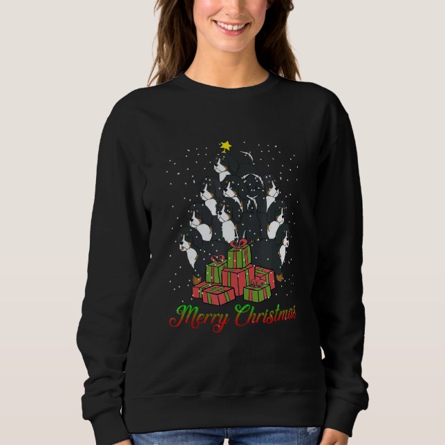 Bernese Mountain Dog  Matching Santa Christmas Tre Sweatshirt (Front)