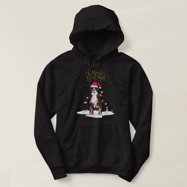 Bernese Mountain Dog Merry Christmas Berner Xmas C Hoodie (Design Front)