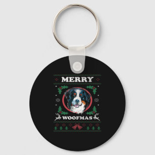Bernese Mountain Dog Merry Woofmas Christmas Dog G Key Ring