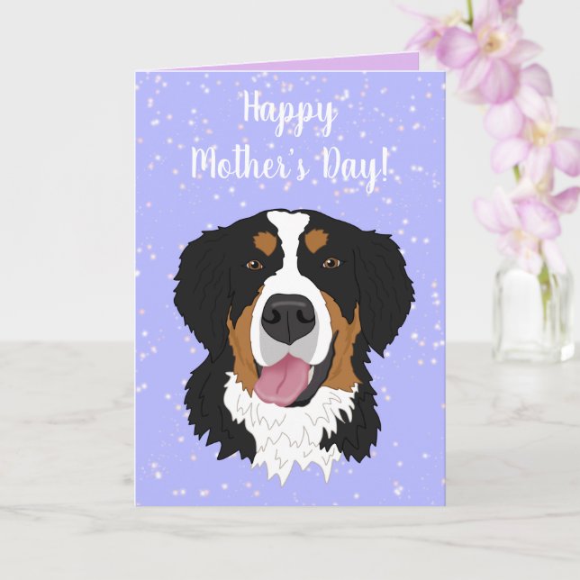 Bernese Mountain Dog Mother’s Day  Card (Orchid)