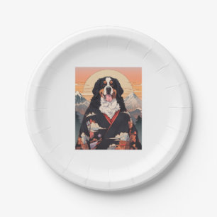 Bernese Mountain Dog Mount Fuji Paper Plate