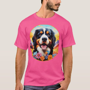 Bernese Mountain Dog Mountain Flower Cute Berner P T-Shirt