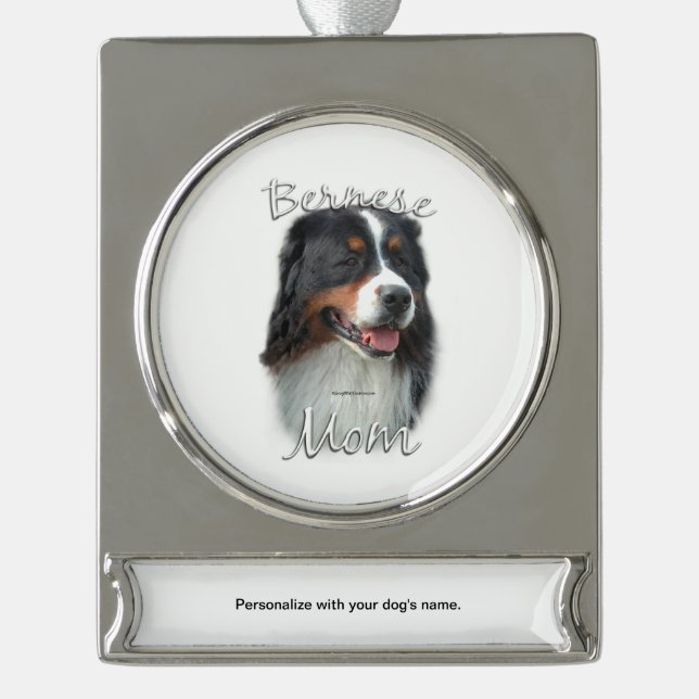 Bernese Mountain Dog Mum 2 Silver Plated Banner Ornament (Front)