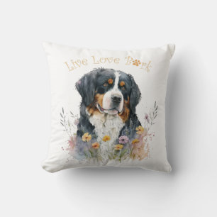 Bernese Mountain Dog Mum Floral Cushion