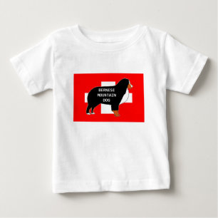 bernese mountain dog name silhouette on flag rust. baby T-Shirt