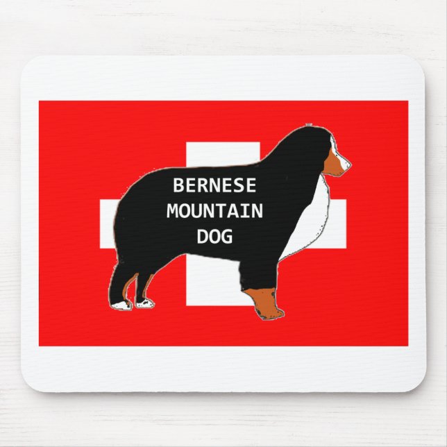 bernese mountain dog name silhouette on flag rust. mouse pad (Front)