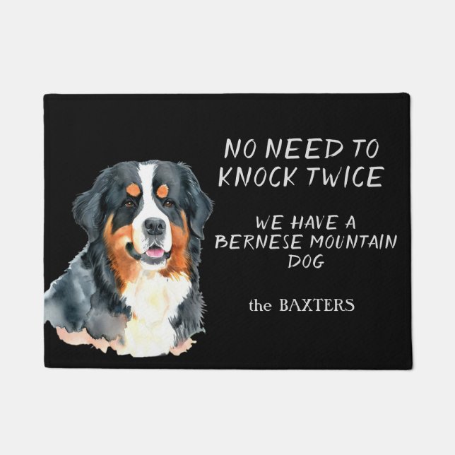 Bernese Mountain Dog No Need to Knock Twice Doormat (Front)