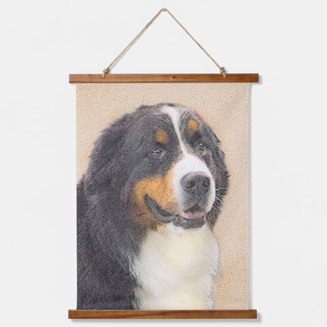 Bernese Mountain Dog Painting - Cute Original Do Hanging Tapestry (Front)