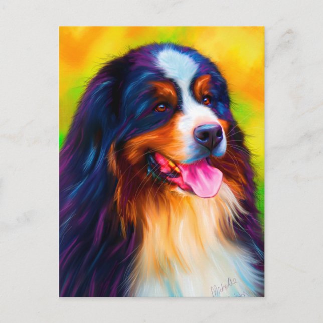 Bernese Mountain Dog Painting - Heidi Postcard (Front)