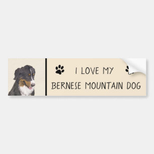 Bernese Mountain Dog Painting - Original Dog Art Bumper Sticker