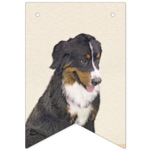 Bernese Mountain Dog Painting - Original Dog Art Bunting