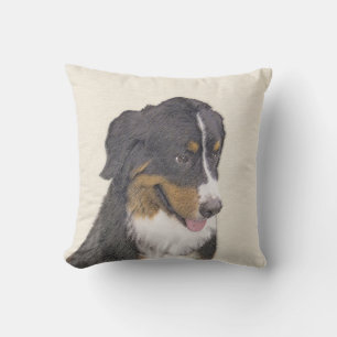 Bernese Mountain Dog Painting - Original Dog Art Cushion