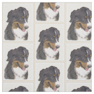 Bernese Mountain Dog Painting - Original Dog Art Fabric