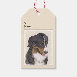 Bernese Mountain Dog Painting - Original Dog Art Gift Tags