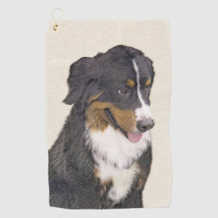 Bernese Mountain Dog Painting - Original Dog Art Golf Towel
